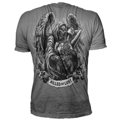 Killed By Lust Reaper with Pin Up Men's Gray Tee Shirt