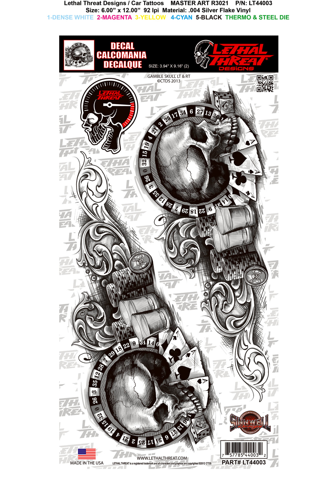 Gamble Skull Right & Left Decal Set
