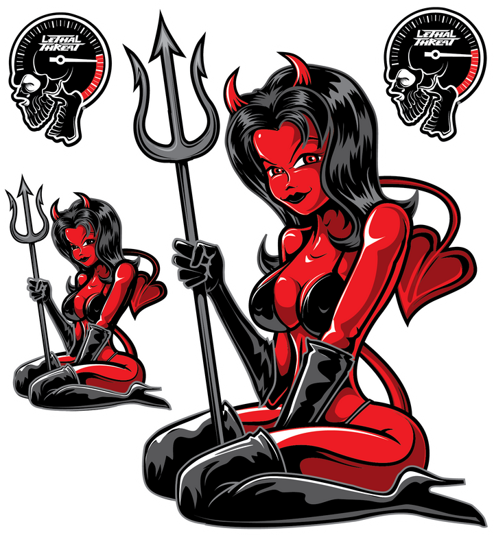 SHE DEVIL / DEVIL PIN UP GIRL Decal Set