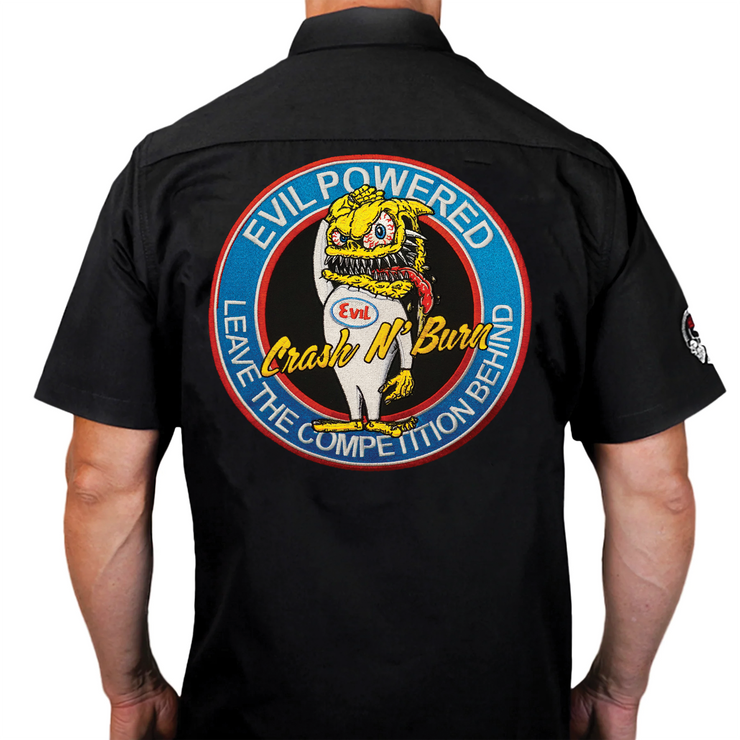 Evil Powered Monster Embroidered Work Shirt / Shop Shirt