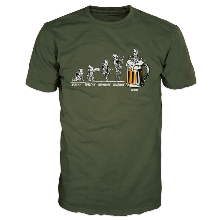 Working for the Weekend Construction Army Green T-Shirt