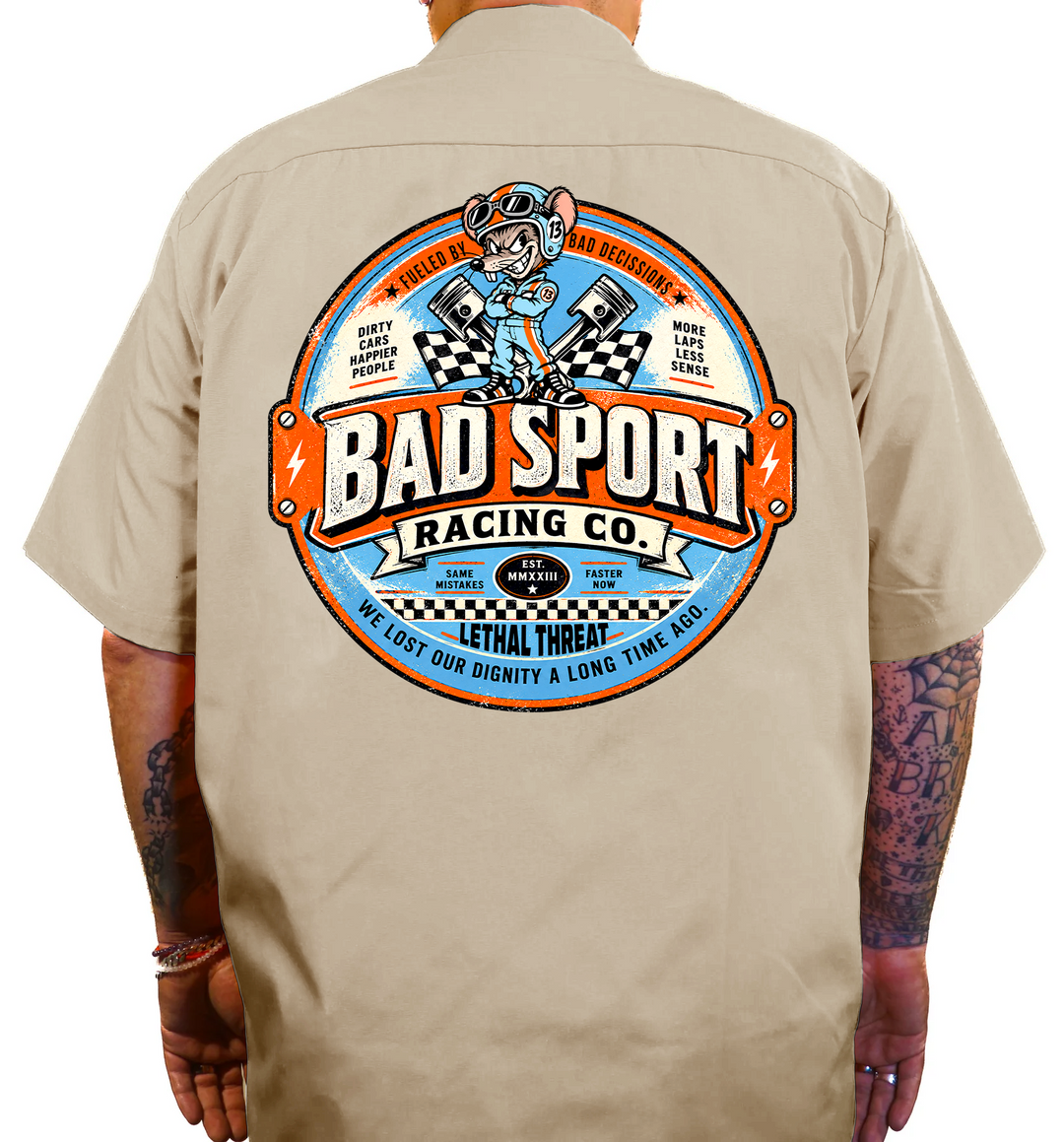 Bad Sport Racing Printed Work Shirt / Shop Shirt