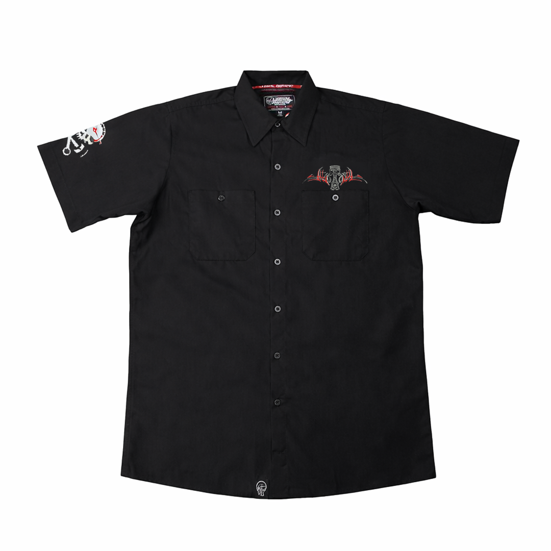 Fast Times Bad Friends BLACK Embroidered Work Shirt / Shop Shirt