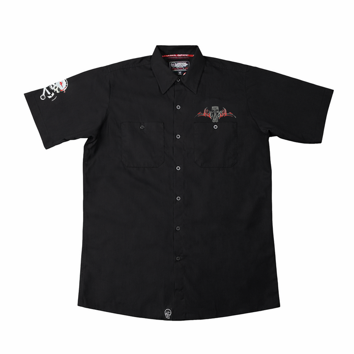 Fast Times Bad Friends BLACK Embroidered Work Shirt / Shop Shirt