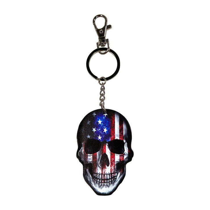 USA Skull Metal Keychain
