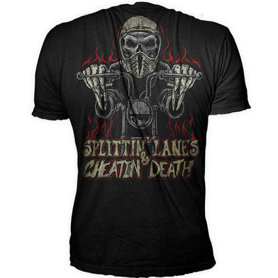 Splitting Lanes Skull Rider Vintage Washed Men's Gray Tee Shirt
