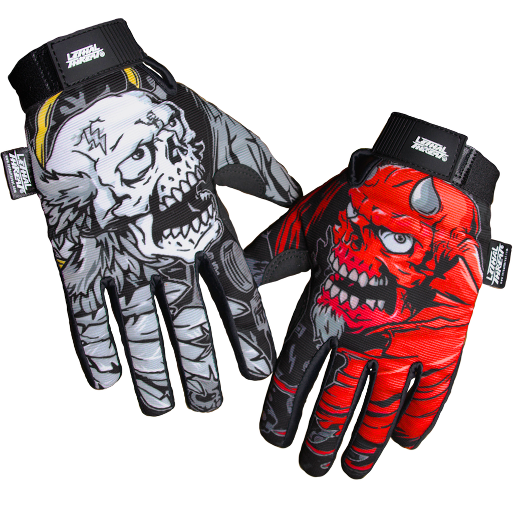 skull handschuhe Lethal Threat Good N Evil Skulls Gloves - Black