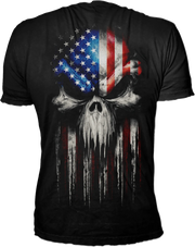 USA Skull Melt Men's Black Tee Shirt