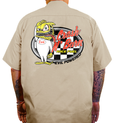 Crash N Burn Printed Work Shirt / Shop Shirt