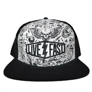 Live Fast Lightning Bolt White Trucker Style Hat