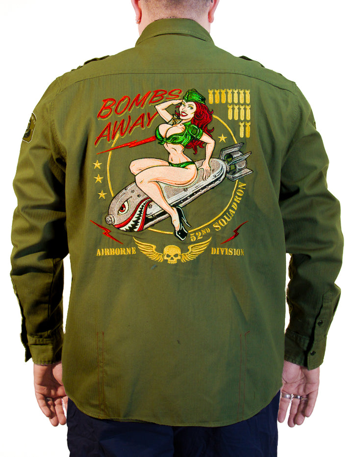 Bombs Away Pin Up Girl Button Down Shirt