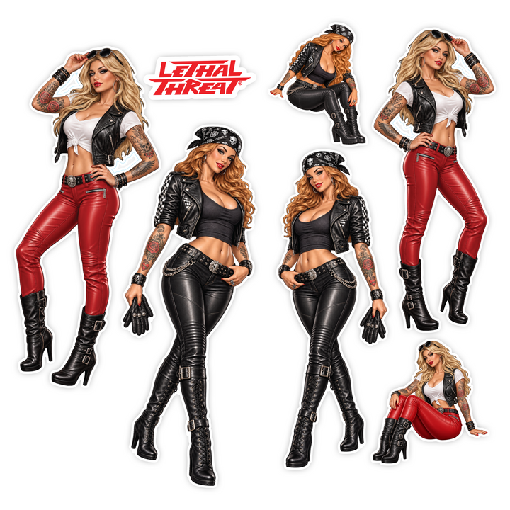 Biker Chicks Pin Up Set Sticker Bomb Pack