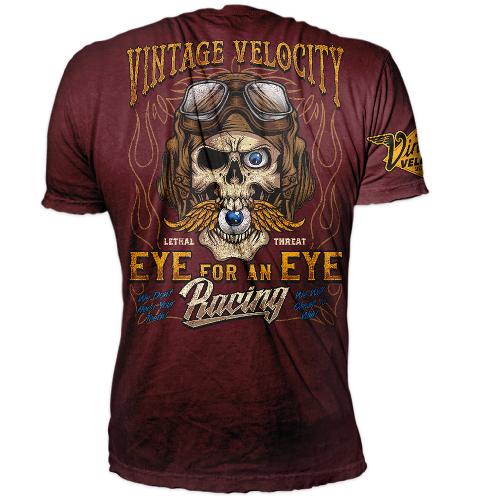 Eye For An Eye Vintage Washed Men's Burgundy Rust Tee Shirt