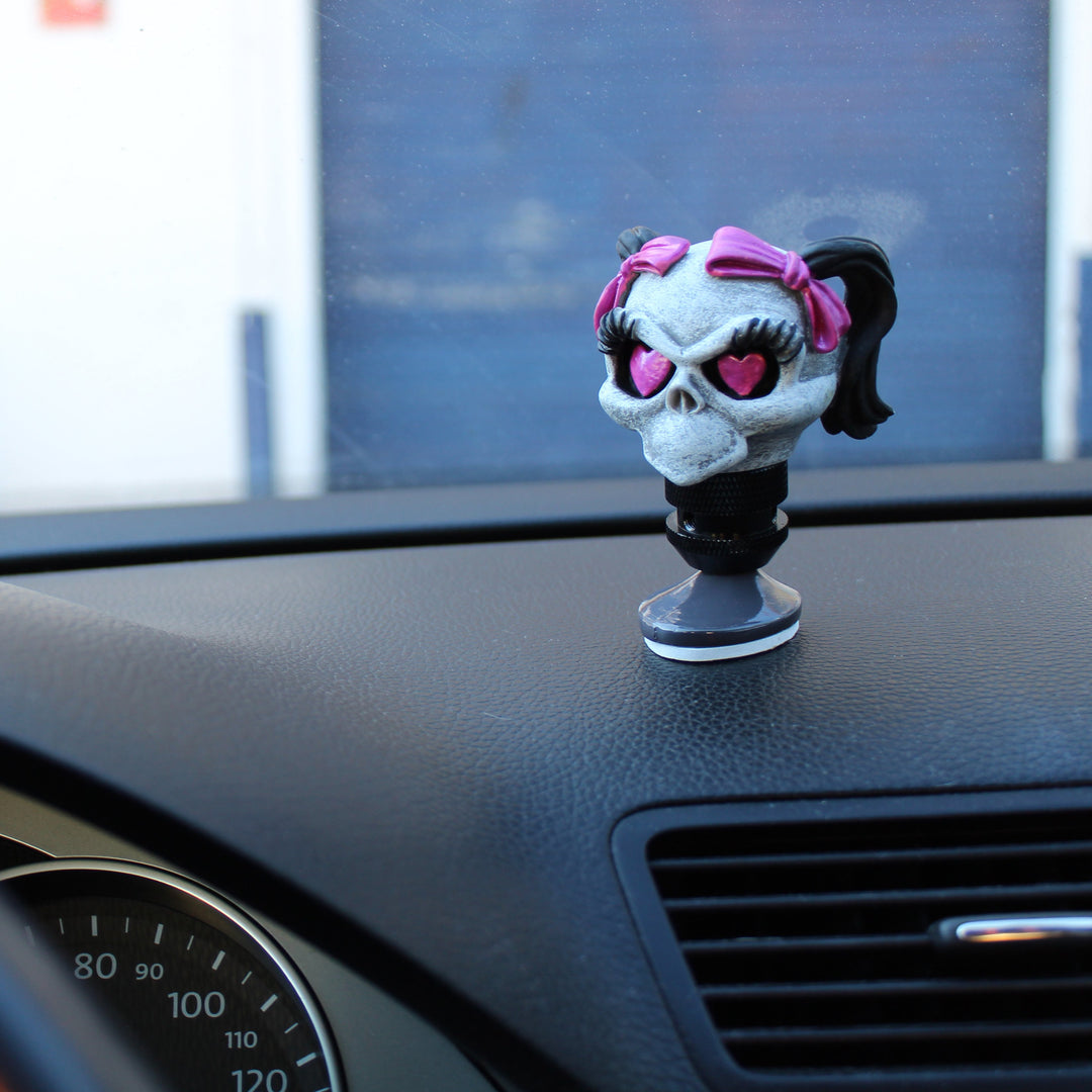 Girl Skull Head with Skull Display Stand / Dash Topper
