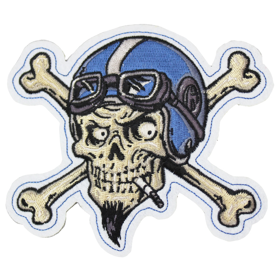crossbones motorcycle helmet Crossbones Vintage Biker Embroidered Patch – Lethal Threat
