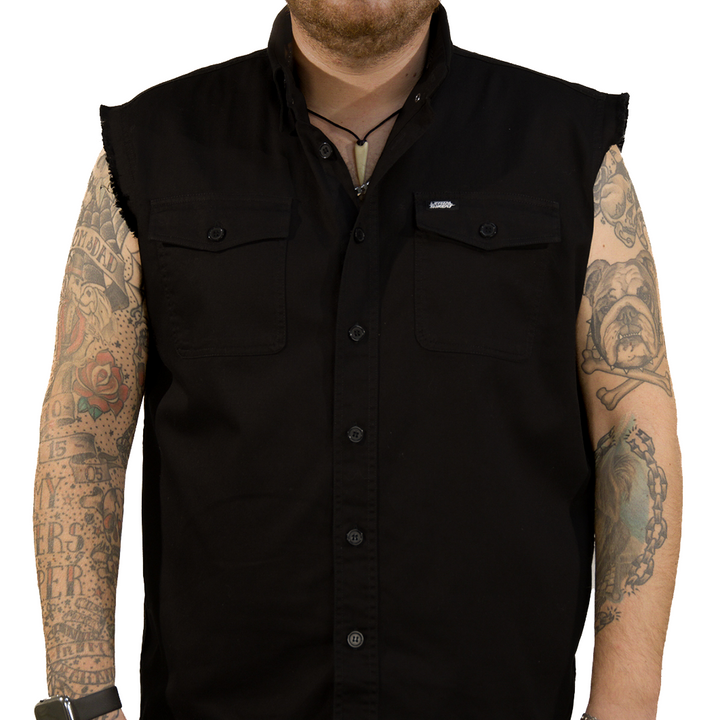 FTW Skull Printed Sleeveless Button Down
