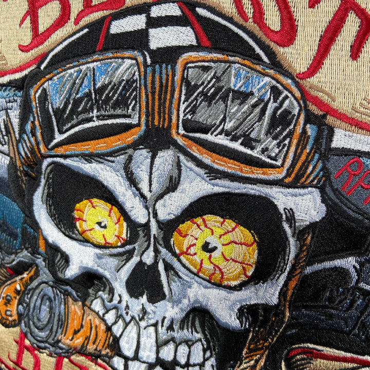 Be First Be Fast Skull Embroidered Work Shirt / Shop Shirt