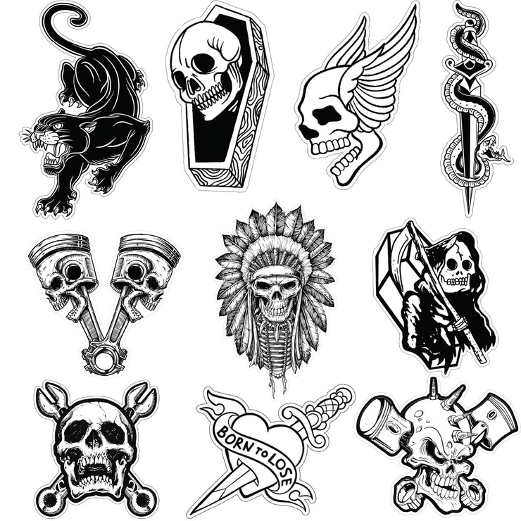 Black and White Tattoo Ten Pack Sticker Series – Lethal Threat
