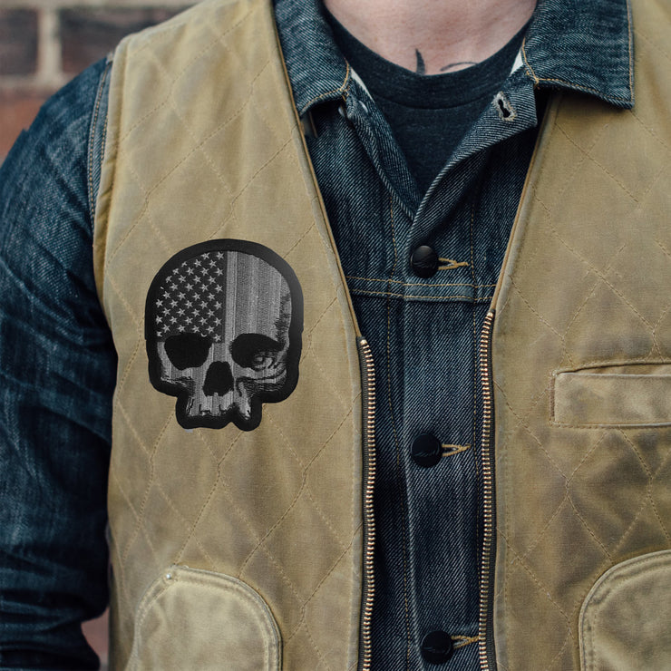 USA Gray Tactical Skull Embroidered Patch