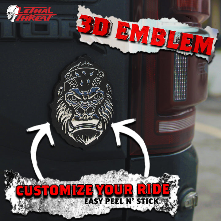 Gorilla Head Peel n Stick ABS Emblem