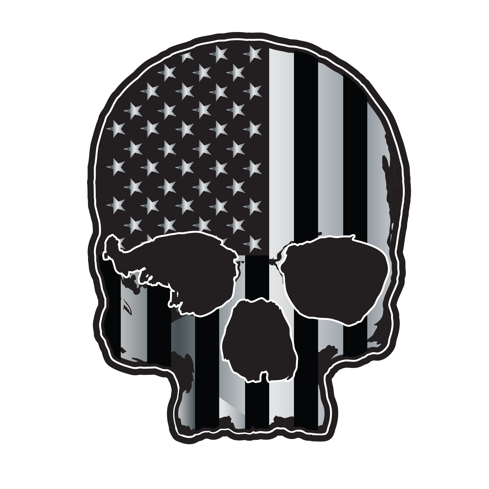 USA Flag Skull ABS Chrome & Black ABS Emblem – Lethal Threat