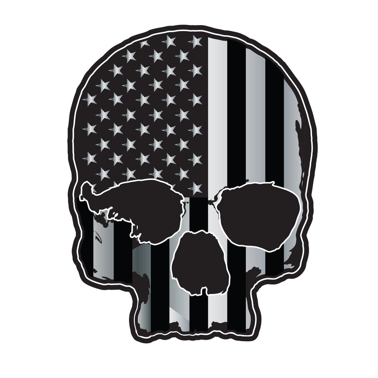 USA Flag Skull ABS Chrome & Black ABS Emblem
