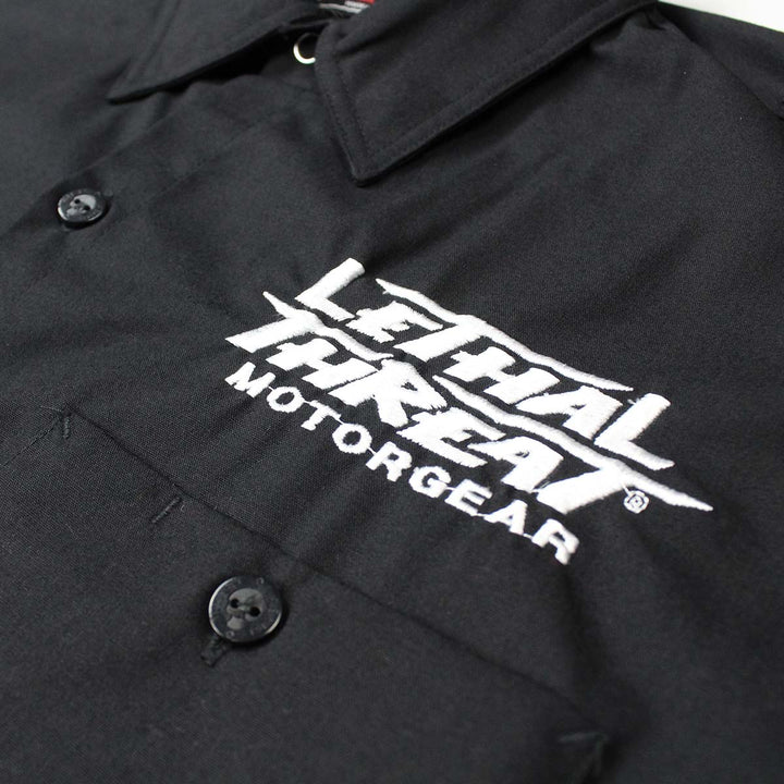 Chopper Skull Rider Biker Embroidered Work Shirt / Shop Shirt