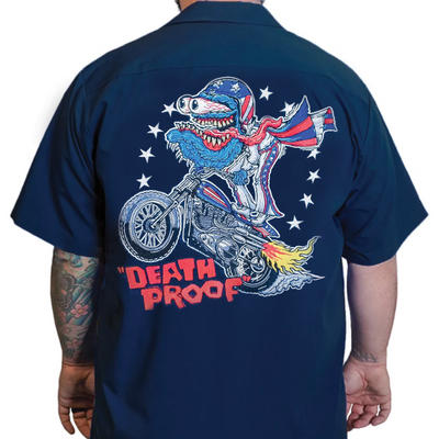Death Proof Embroidered Work Shirt / Shop Shirt