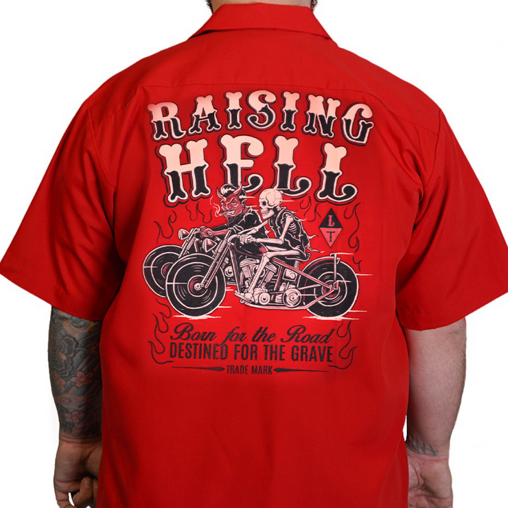 Raising Hell Printed Work Shirt / Shop Shirt