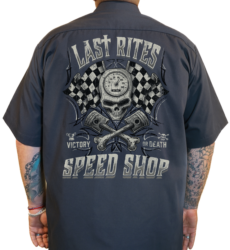 Last Rites Printed Work Shirt / Shop Shirt