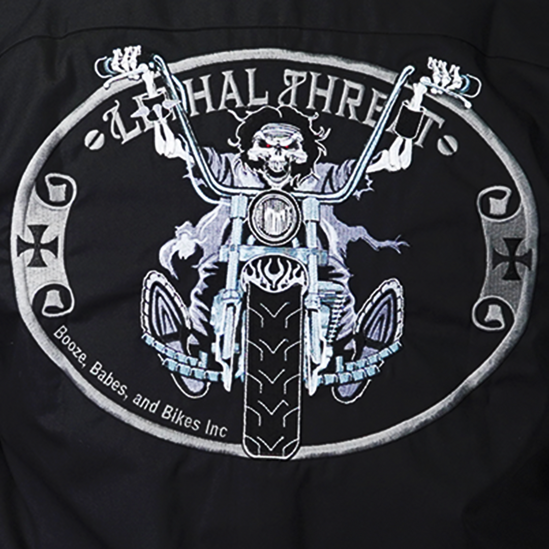 Chopper Skull Rider Biker Embroidered Work Shirt / Shop Shirt