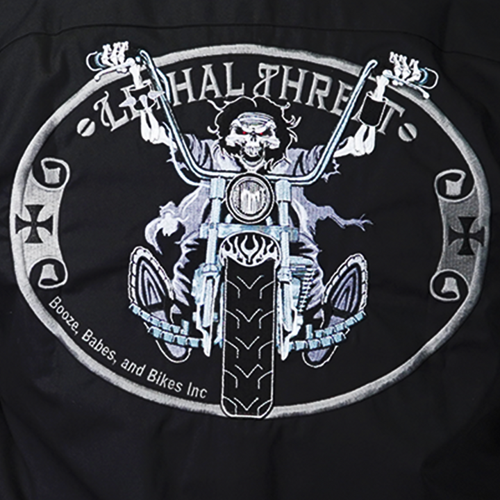 Chopper Skull Rider Biker Embroidered Work Shirt / Shop Shirt