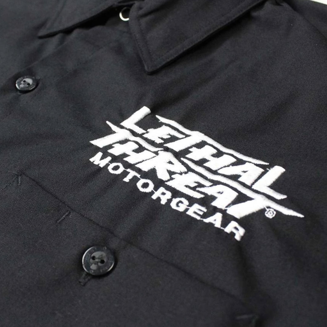 Fire Department Skull Embroidered Work Shirt / Shop Shirt