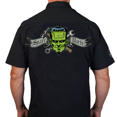 Spare Parts Frankenstein  Monster Embroidered Work Shirt / Shop Shirt