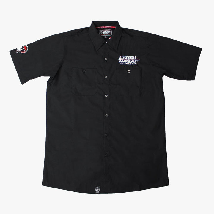 Speed Freak Motorcycle Monster Embroidered Work Shirt / Shop Shirt