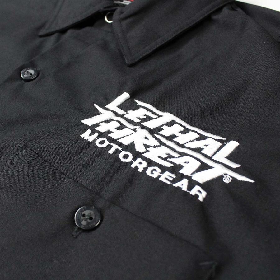 Pinstripe Painting Monster Embroidered Work Shirt / Shop Shirt