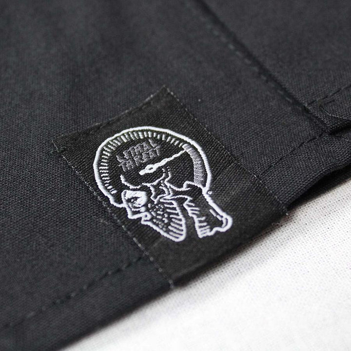 Pinstripe Flying Winged Eyeball  Embroidered Work Shirt / Shop Shirt