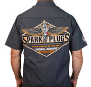 Mr. Sparky the Winged Spark Plug Embroidered Work Shirt / Shop Shirt