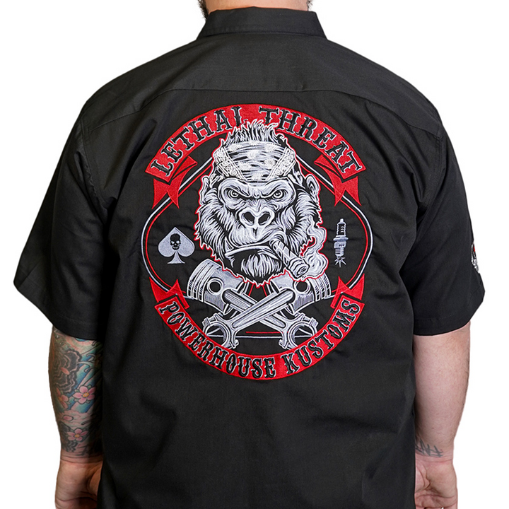 Powerhouse Kustom's Gorilla Embroidered Work Shirt / Shop Shirt