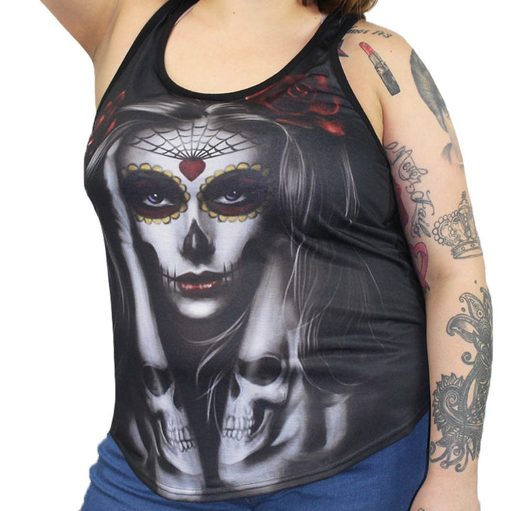 Skull Arm Tattoo Razor Back Tank Top