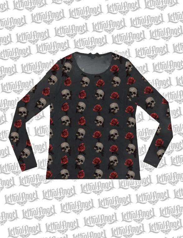 Floating Skulls Sheer Long Sleeve Shirt