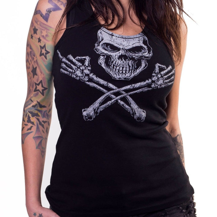 Middle Finger Skull Tank Top