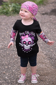 Girly Skull Kid's Tattoo Sleeve Shirt