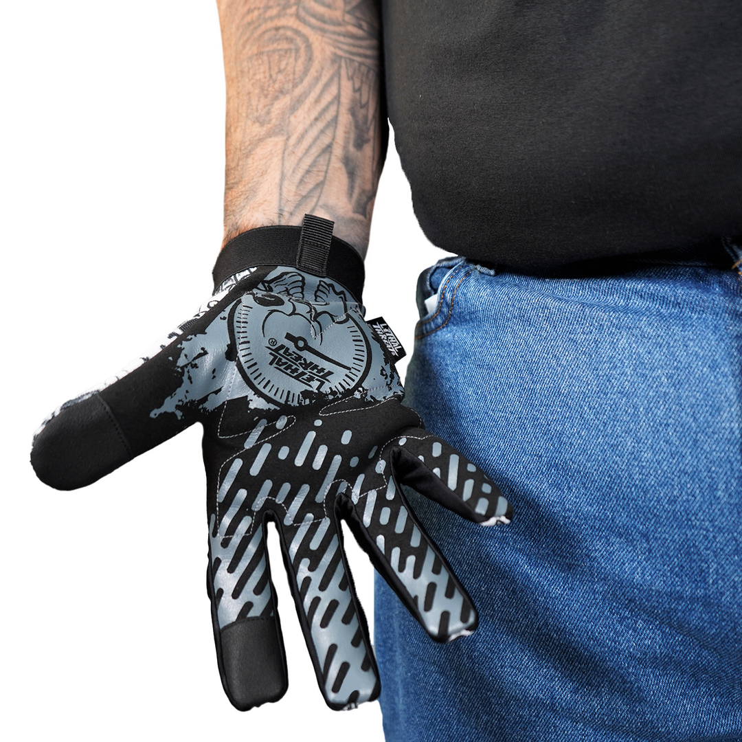 tätowier handschuhe Lethal Threat Tattoo Gloves - Black/White