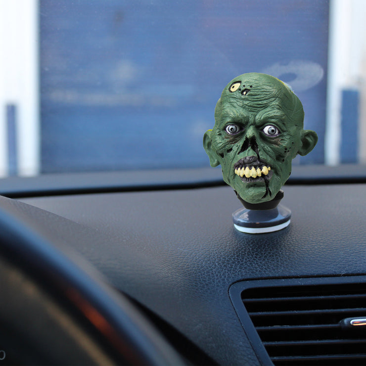 Green Zombie Head with Skull Display Stand / Dash Topper