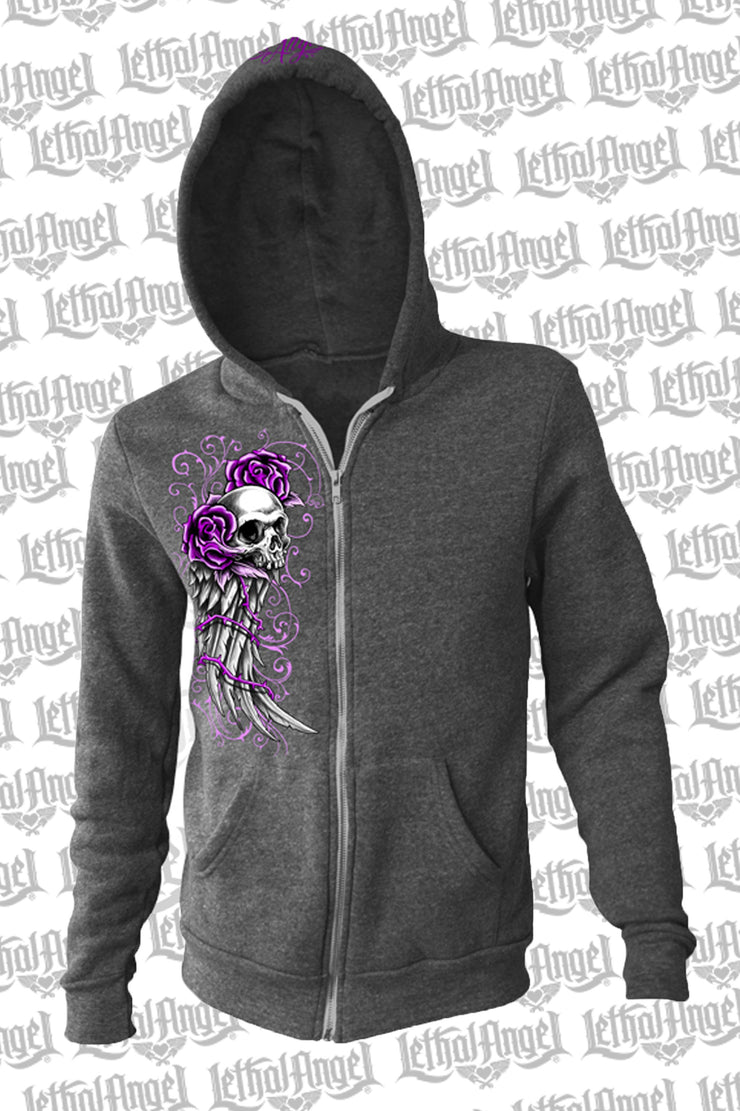 Embroidered Wing Skull Hoodie