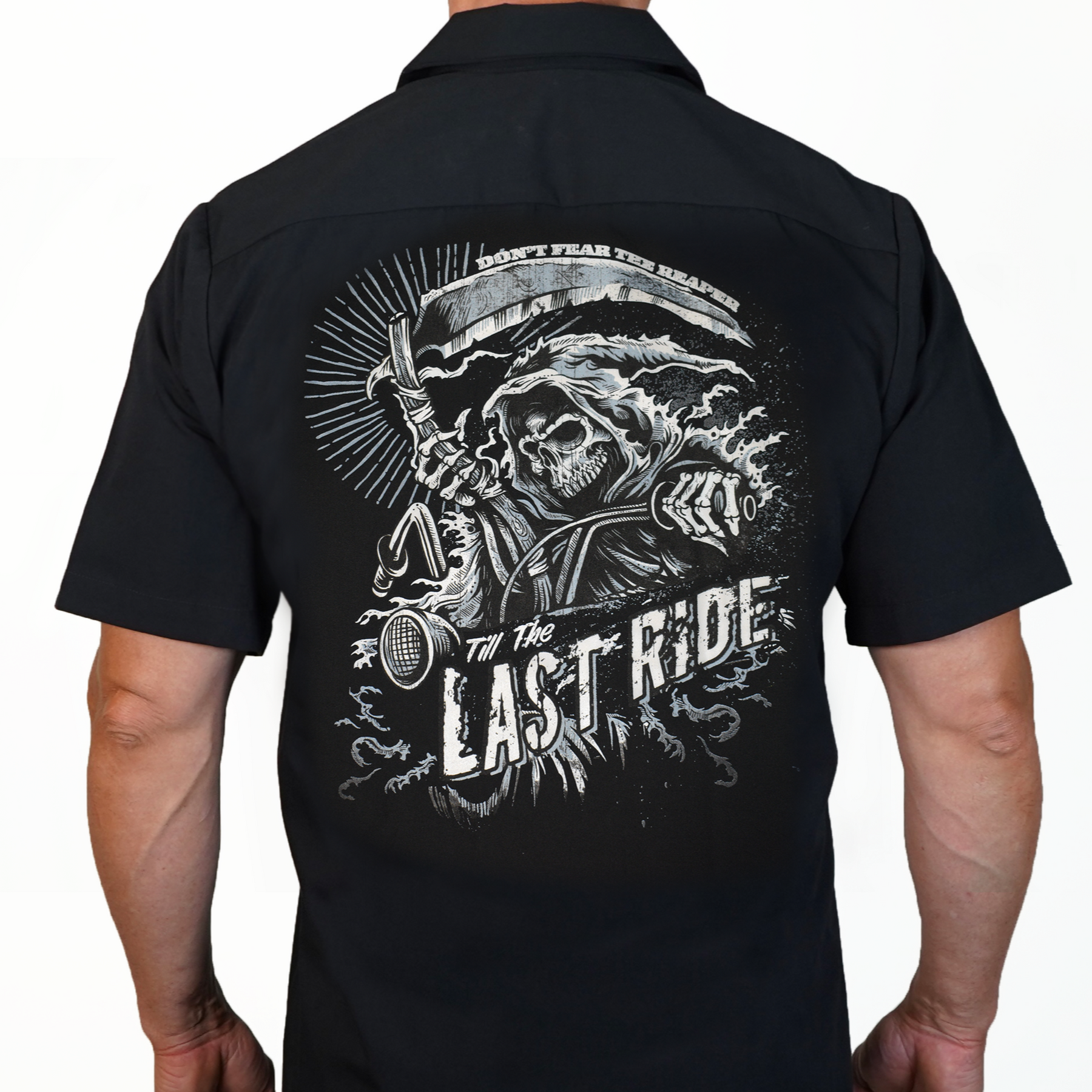 Till the Last Ride Reaper Printed Work Shirt / Shop Shirt