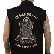 In Memory Printed Sleeveless Button Down