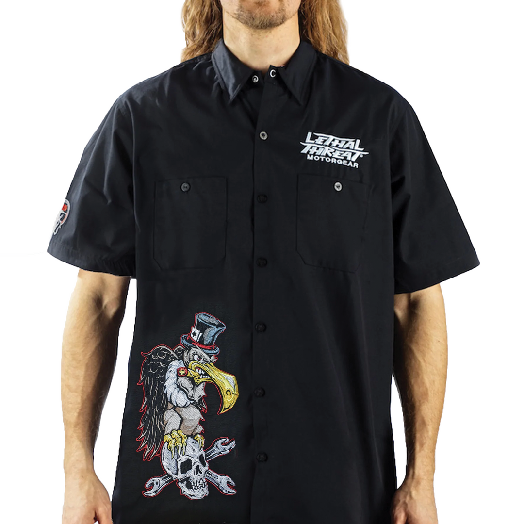 Kustom Kulture Vulture Embroidered Work Shirt / Shop Shirt
