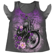 Flower Motorcycle Shoulder Peak Shirt
